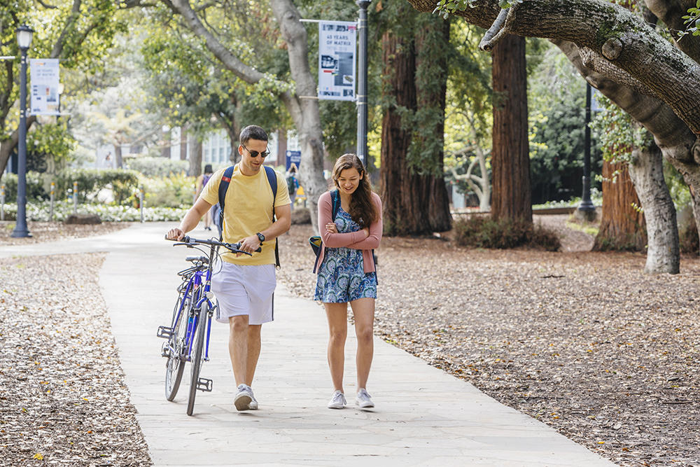 People walking on campus