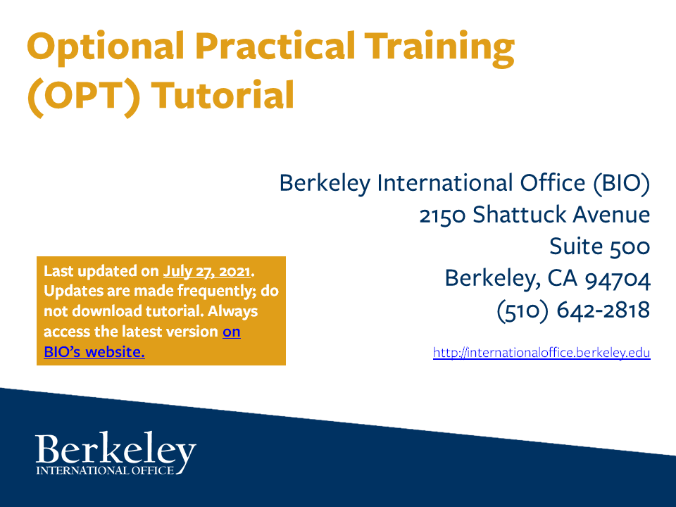 OPT Tutorial